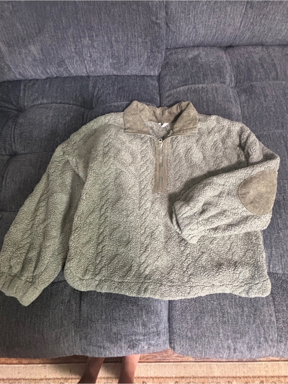 Cozy Half-Zip Sherpa Pullover in Sage Green